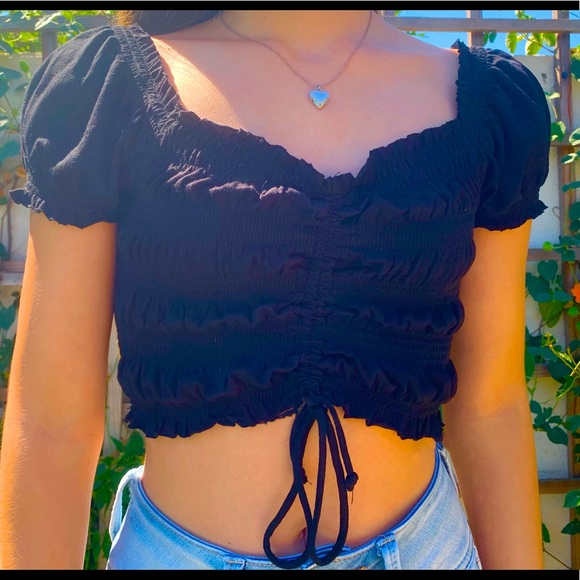 Black singed crop top from Garage - Picture 1 of 2